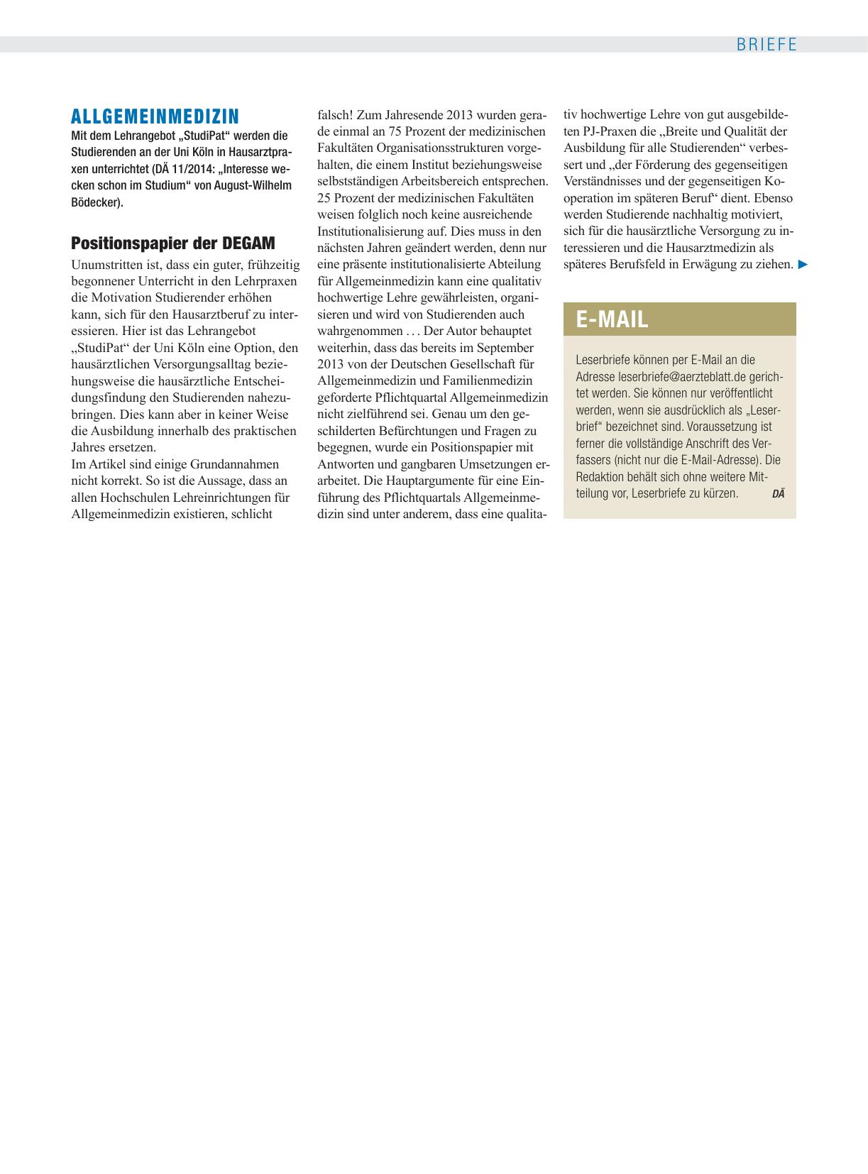 Vorschauseite 1: Allgemeinmedizin: Positionspapier der DEGAM