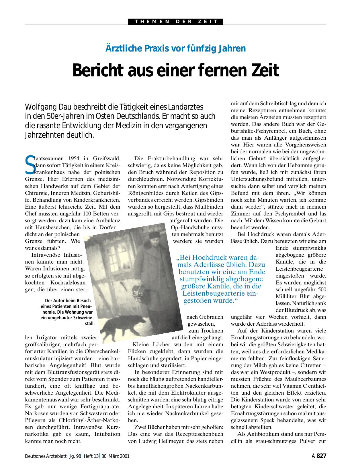 Vorschauseite 1: Ärztliche Praxis vor fünfzig Jahren: Bericht aus einer fernen Zeit