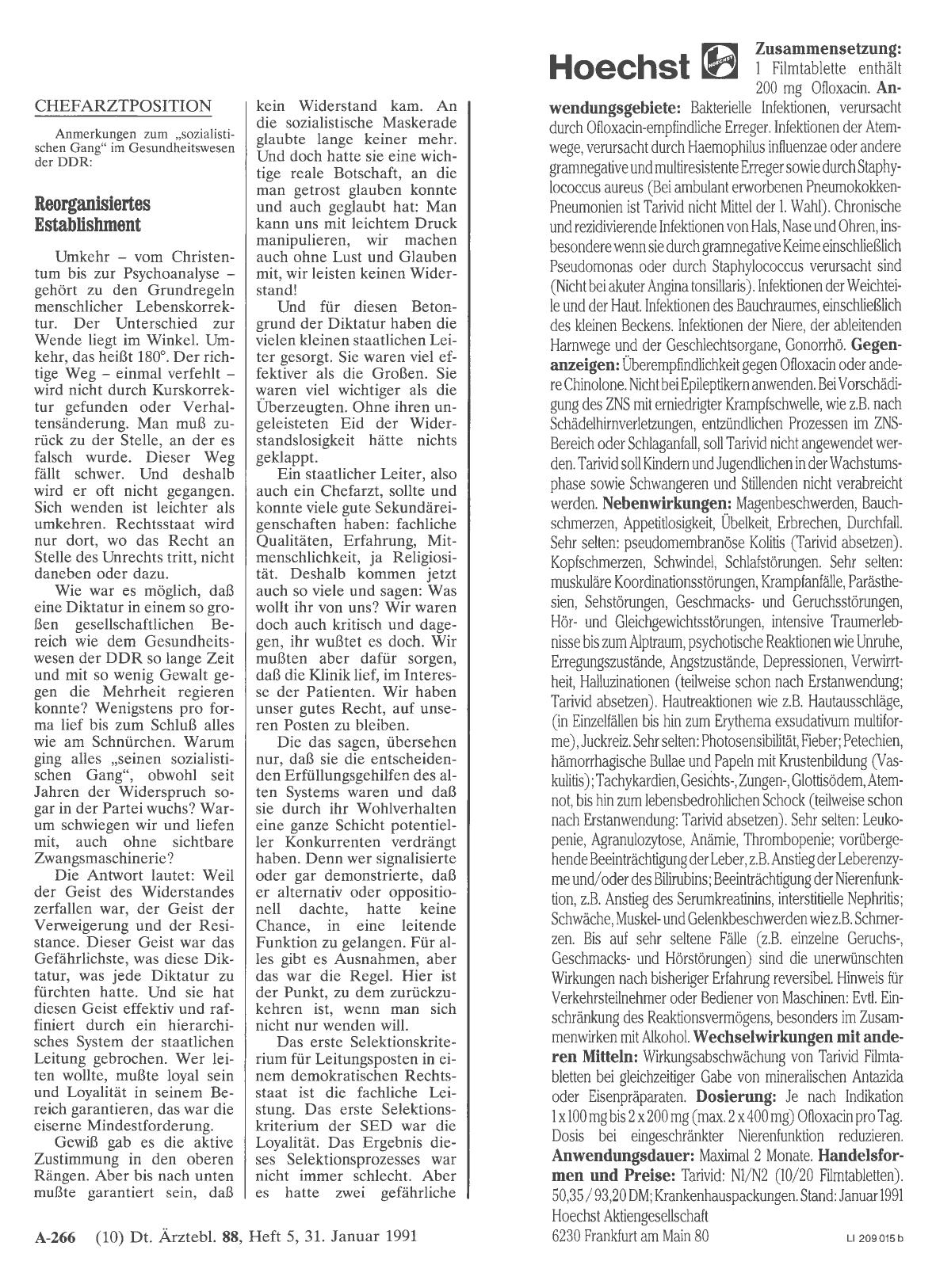 Vorschauseite 1: CHEFARZTPOSITION: Reorganisiertes Establishment