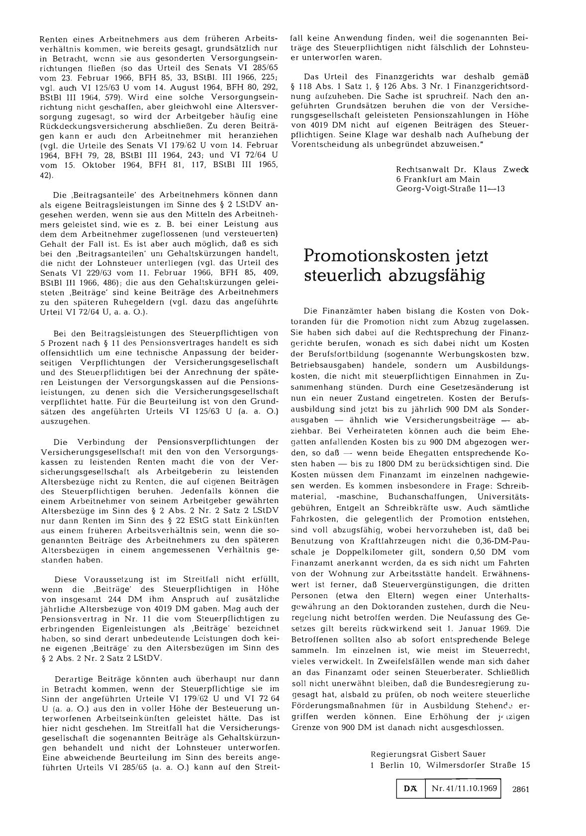 Vorschauseite 1: Promotionskosten jetzt steuerlich abzugsfähig