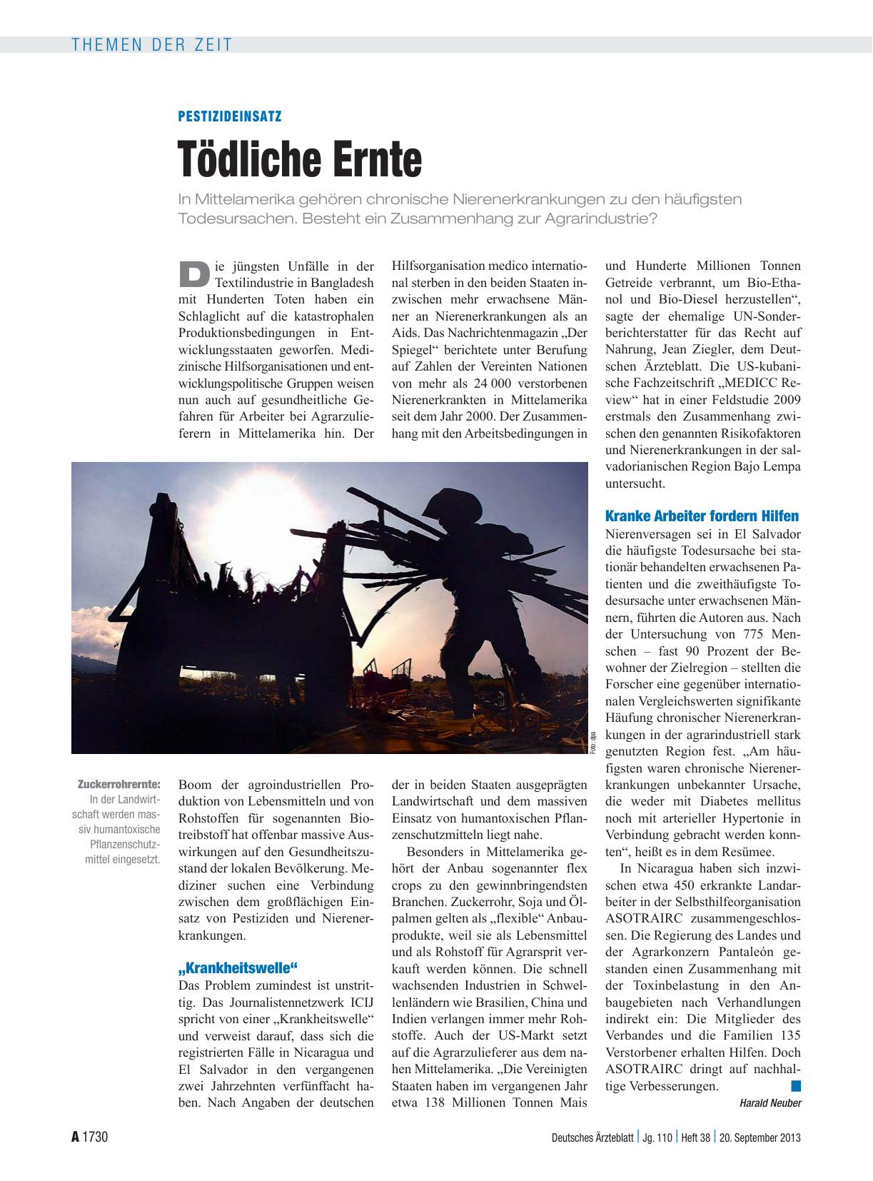 Vorschauseite 1: Pestizideinsatz: Tödliche Ernte