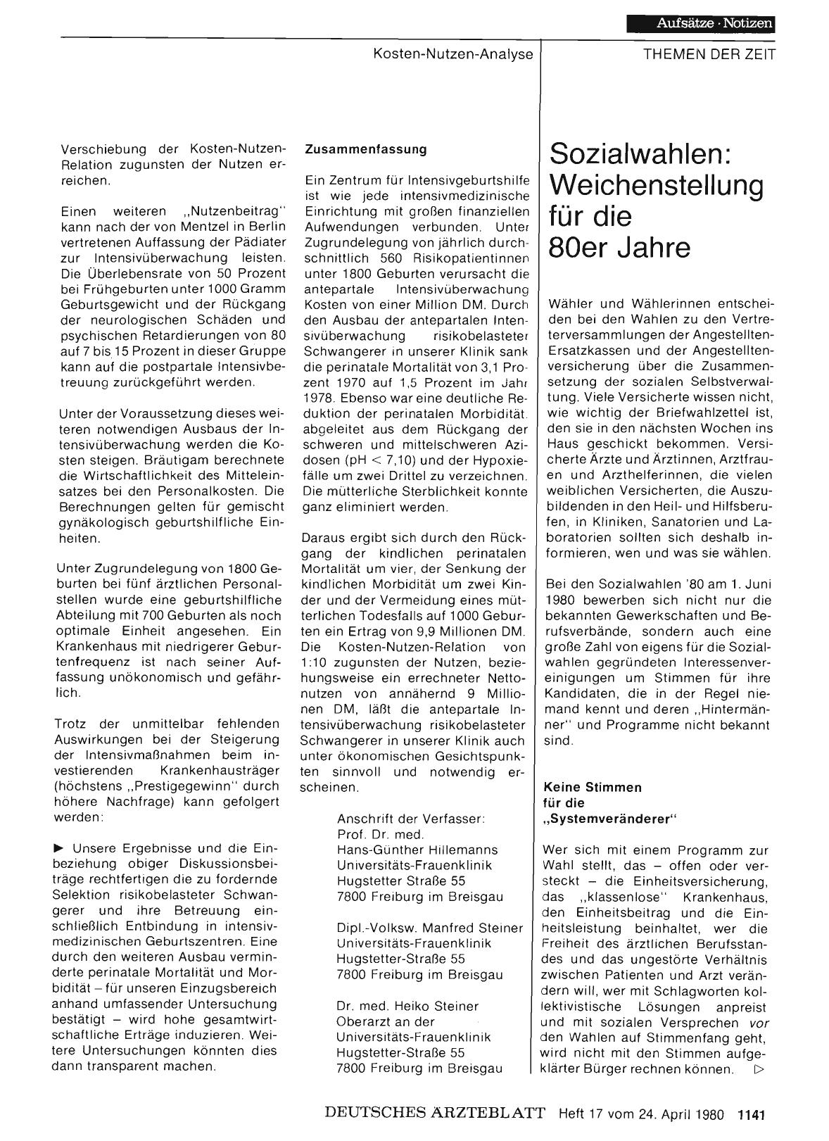 Vorschauseite 1: Sozialwahlen: Weichenstellung für die 80er Jahre