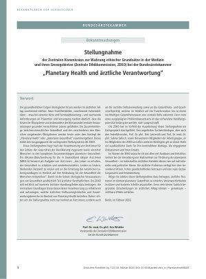 Vorschauseite 2: Bekanntmachung der Bundesärztekammer über die Aktualisierung der Vereinbarung zwischen dem Bundesministerium des Inneren und der Bundesärztekammer über die Inanspruchnahme ziviler…