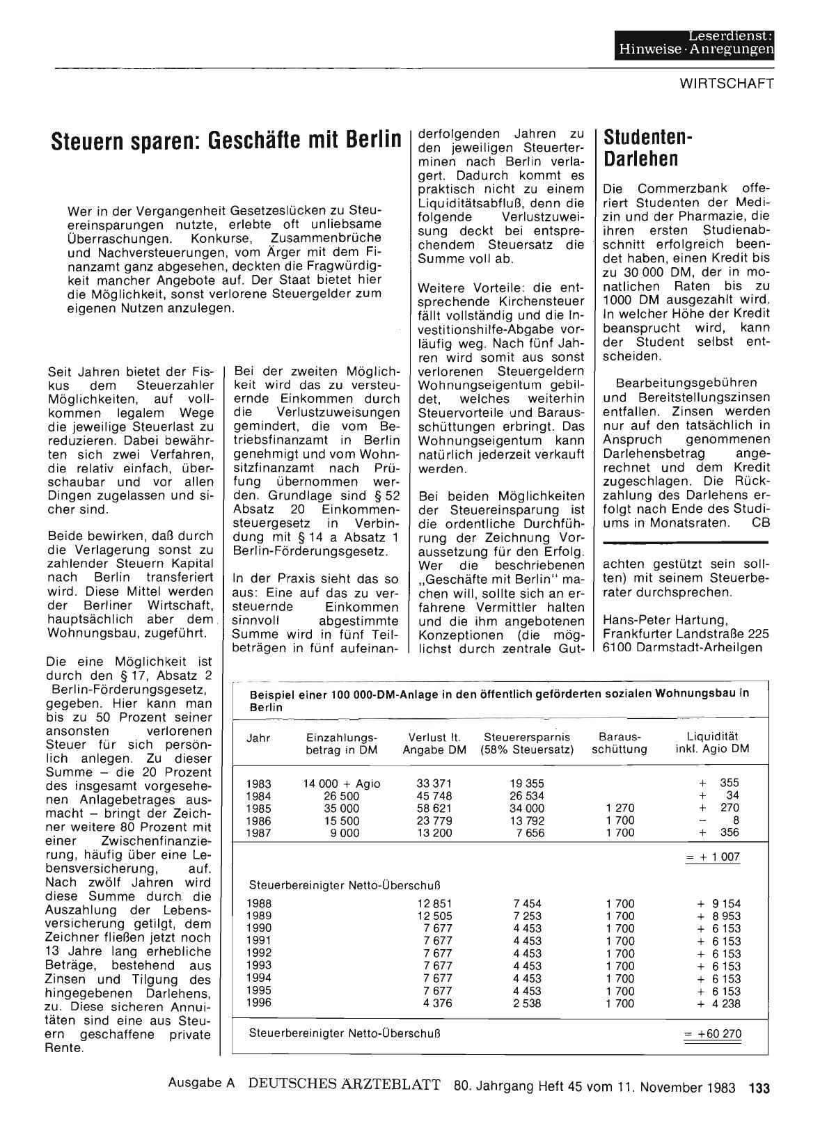 Vorschauseite 1: Studenten-Darlehen