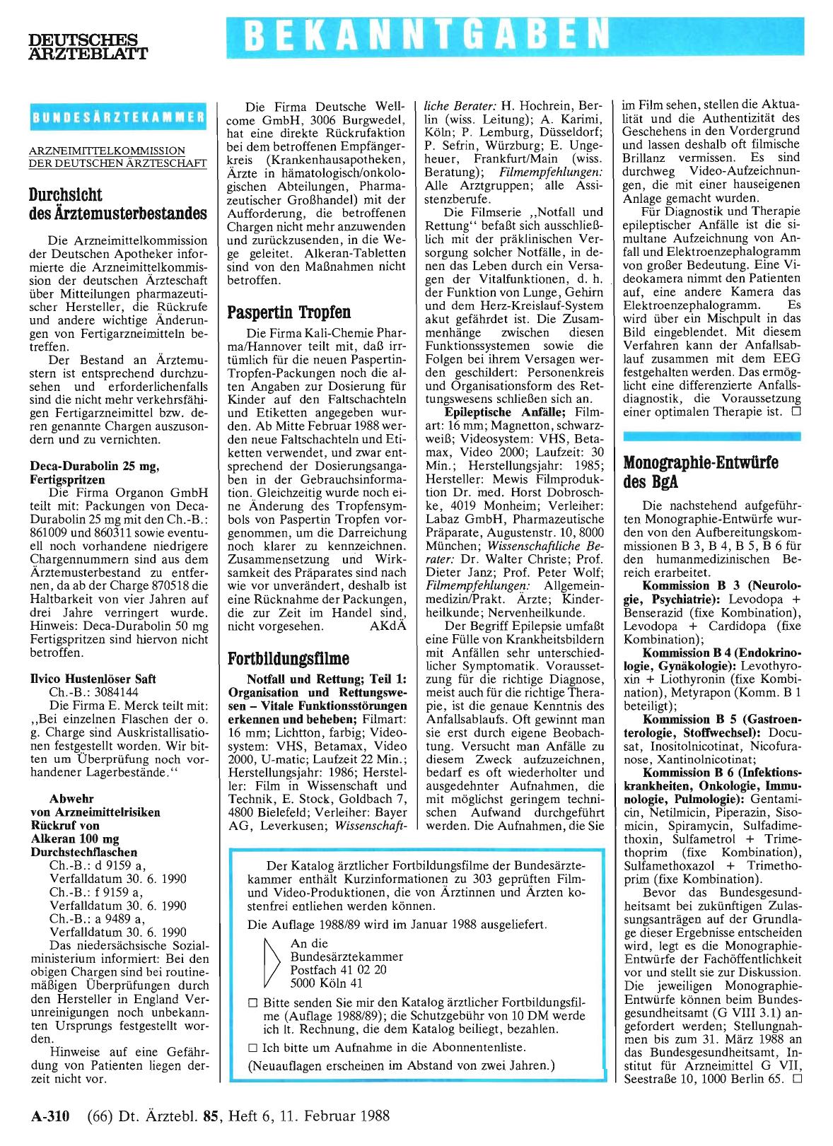 Vorschauseite 1: Durchsicht des Ärztemusterbestandes