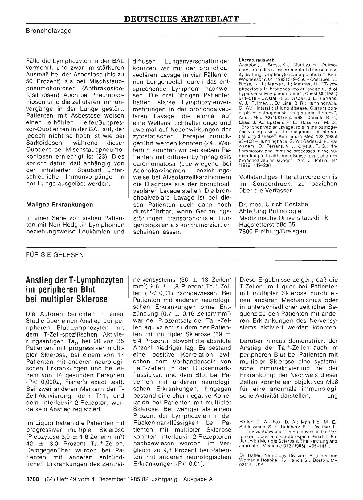 Vorschauseite 1: Anstieg der T-Lymphozyten im peripheren Blut bei multipler Sklerose