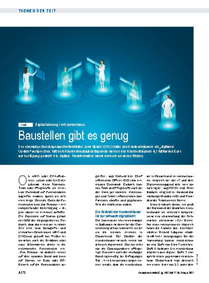 Vorschauseite 1: Digitalisierung im Krankenhaus: Baustellen gibt es genug