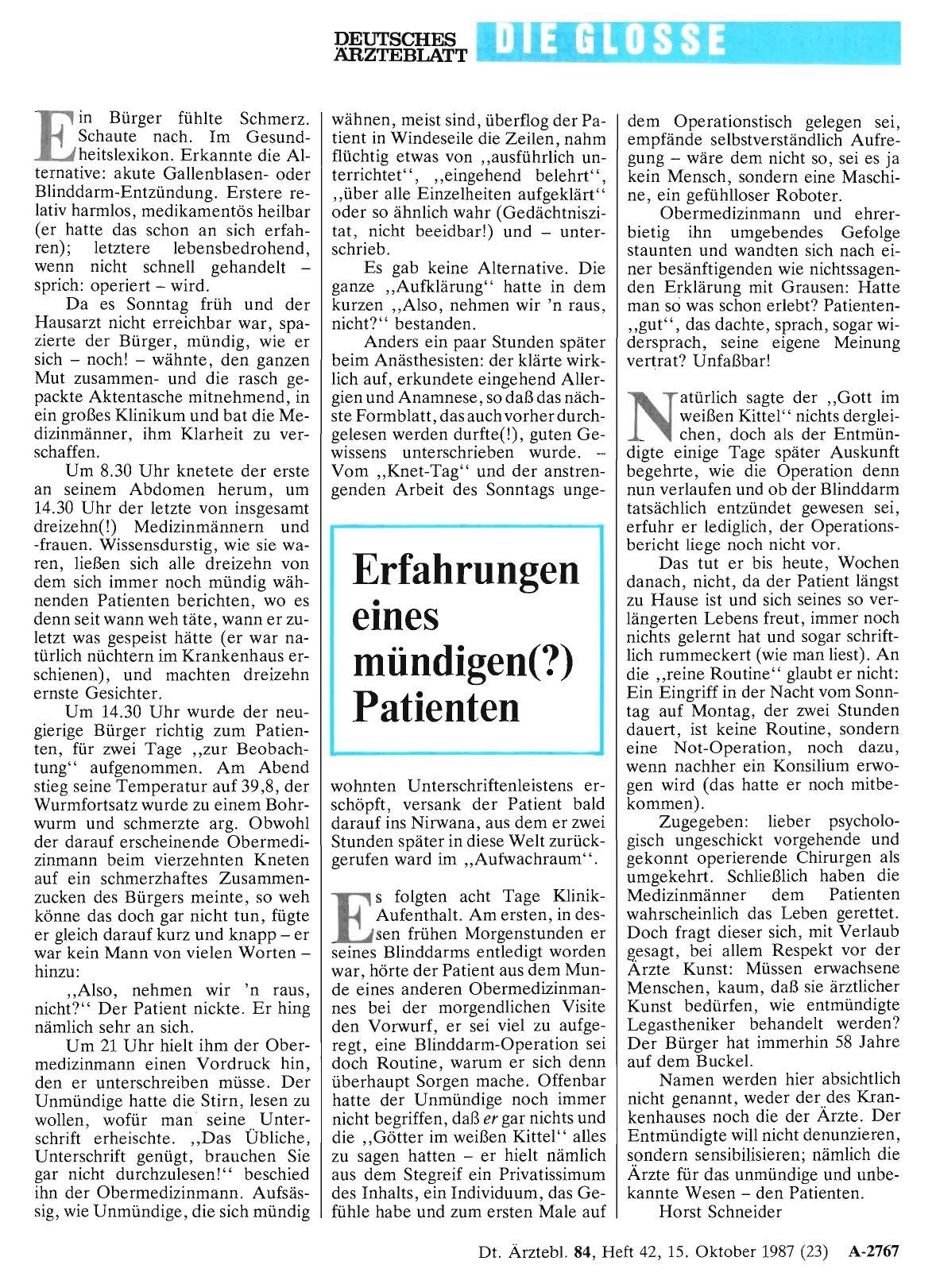 Vorschauseite 1: Erfahrungen eines mündigen(? ) Patienten