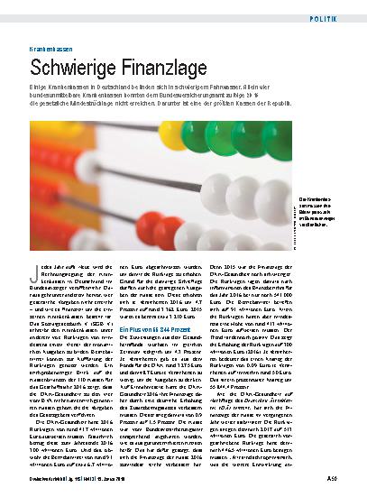 Vorschauseite 1: Krankenkassen: Schwierige Finanzlage