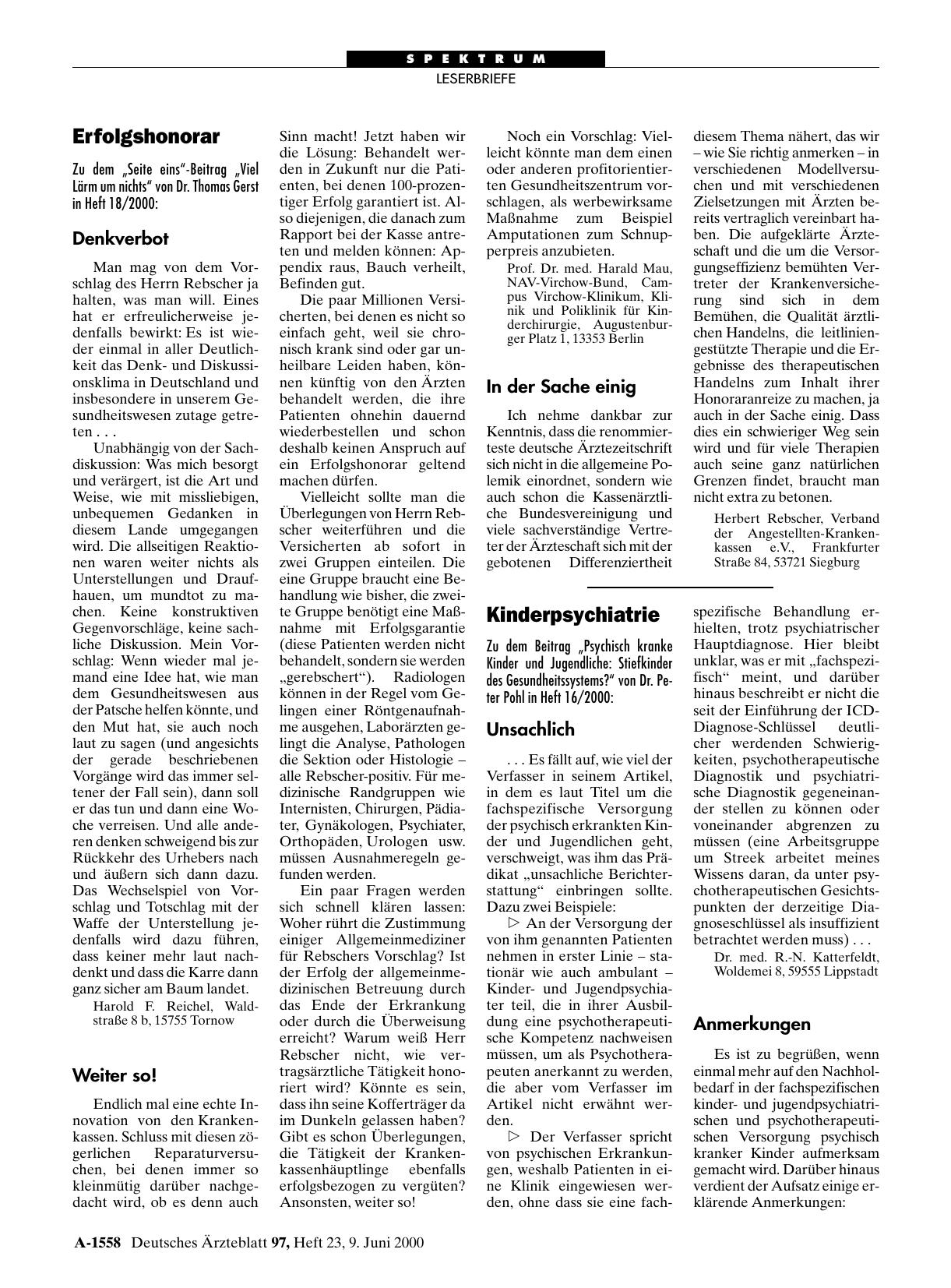 Vorschauseite 1: Erfolgshonorar: Denkverbot
