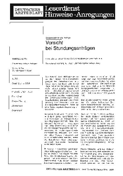Vorschauseite 1: Steuerbegünstigte Anlagen: Vorsicht bei Stundungsanträgen
