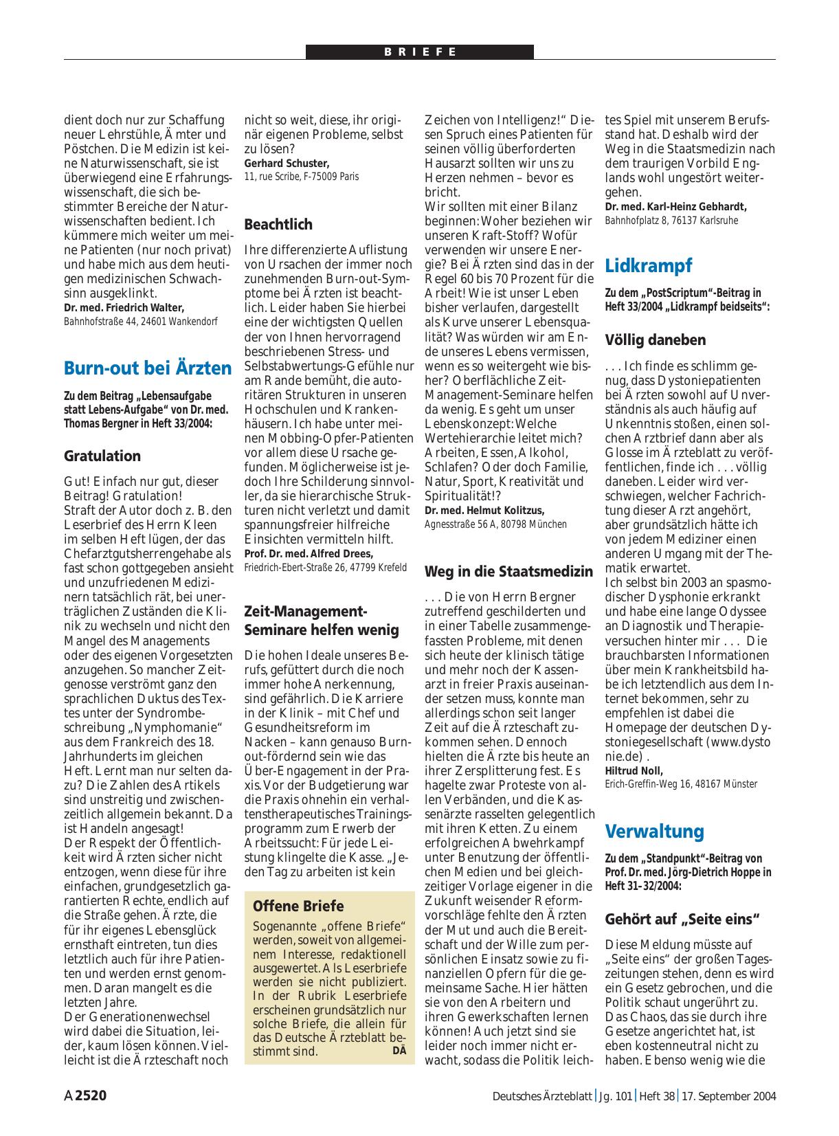 Vorschauseite 1: Offene Briefe