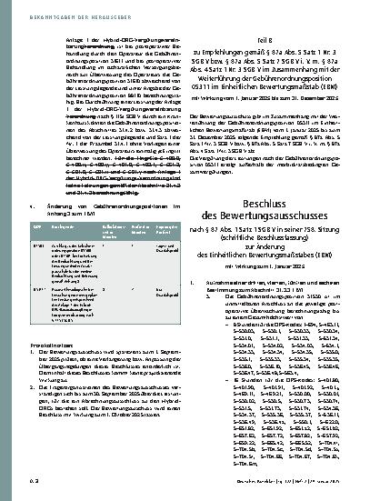 Vorschauseite 5: Beschluss des Bewertungsausschusses nach § 87 Abs. 1 Satz 1 SGB V in seiner 756. Sitzung (schriftliche Beschlussfassung) zur Änderung des Einheitlichen Bewertungsmaßstabes (EBM) B…