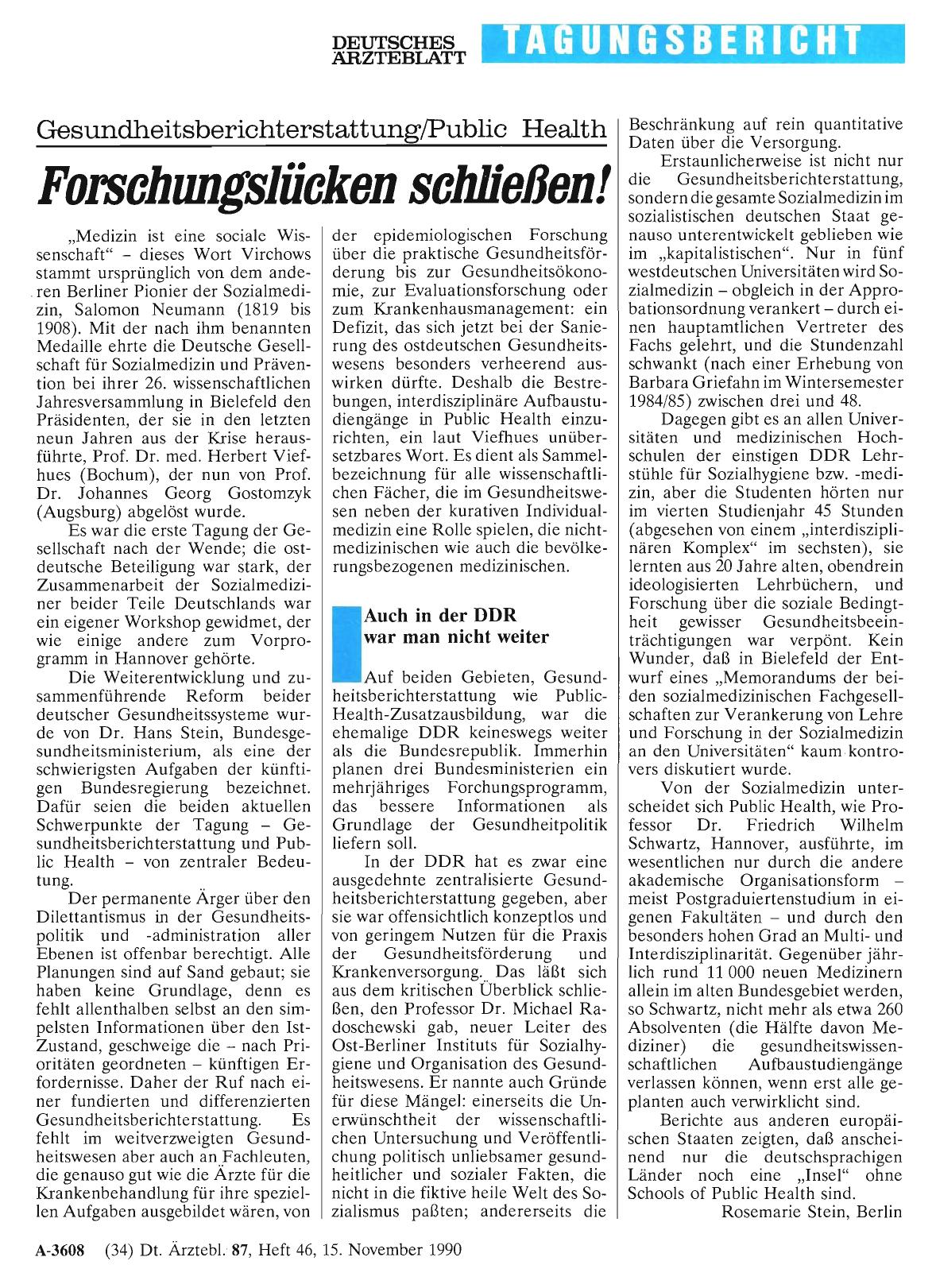 Vorschauseite 1: Gesundheitsberichterstattung/Public Health: Forschungslücken schließen!
