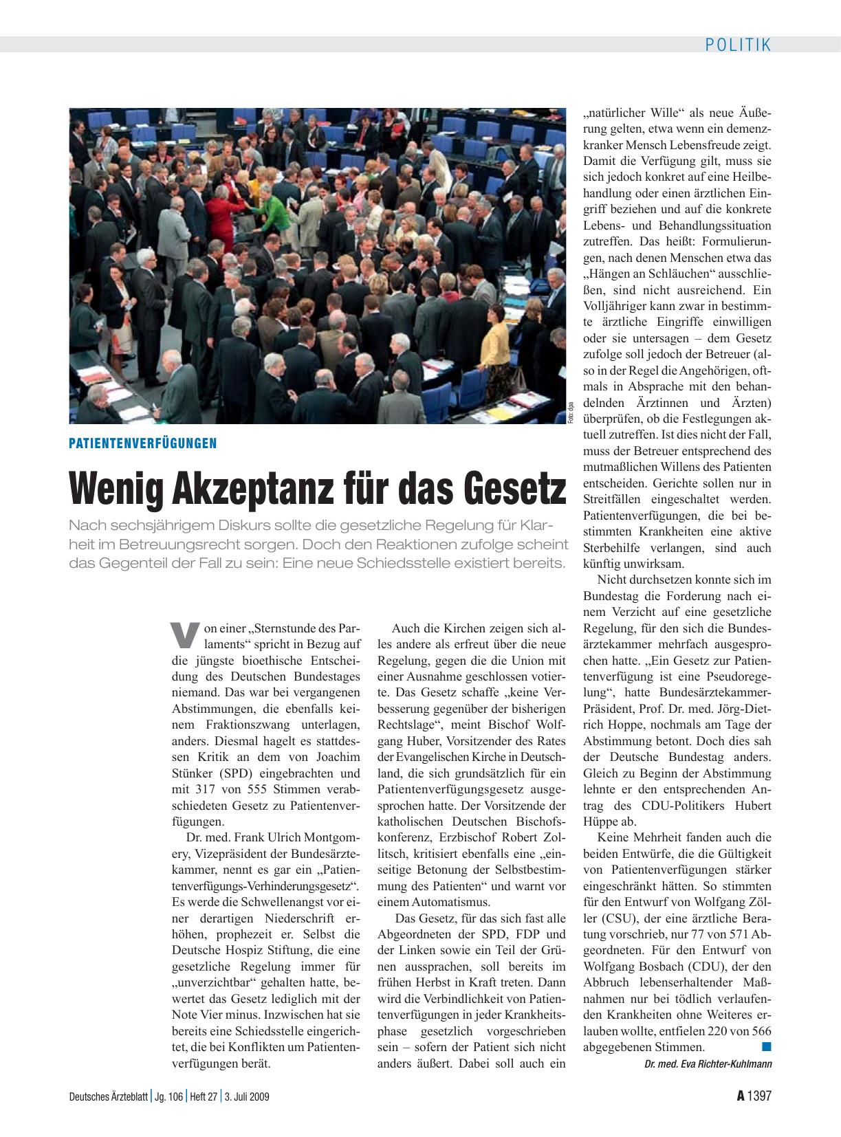 Vorschauseite 1: Patientenverfügungen: Wenig Akzeptanz für das Gesetz