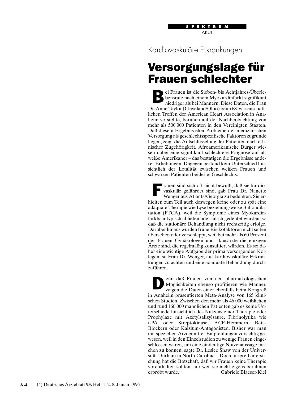 Vorschauseite 1: Kardiovaskuläre Erkrankungen: Versorgungslage für Frauen schlechter