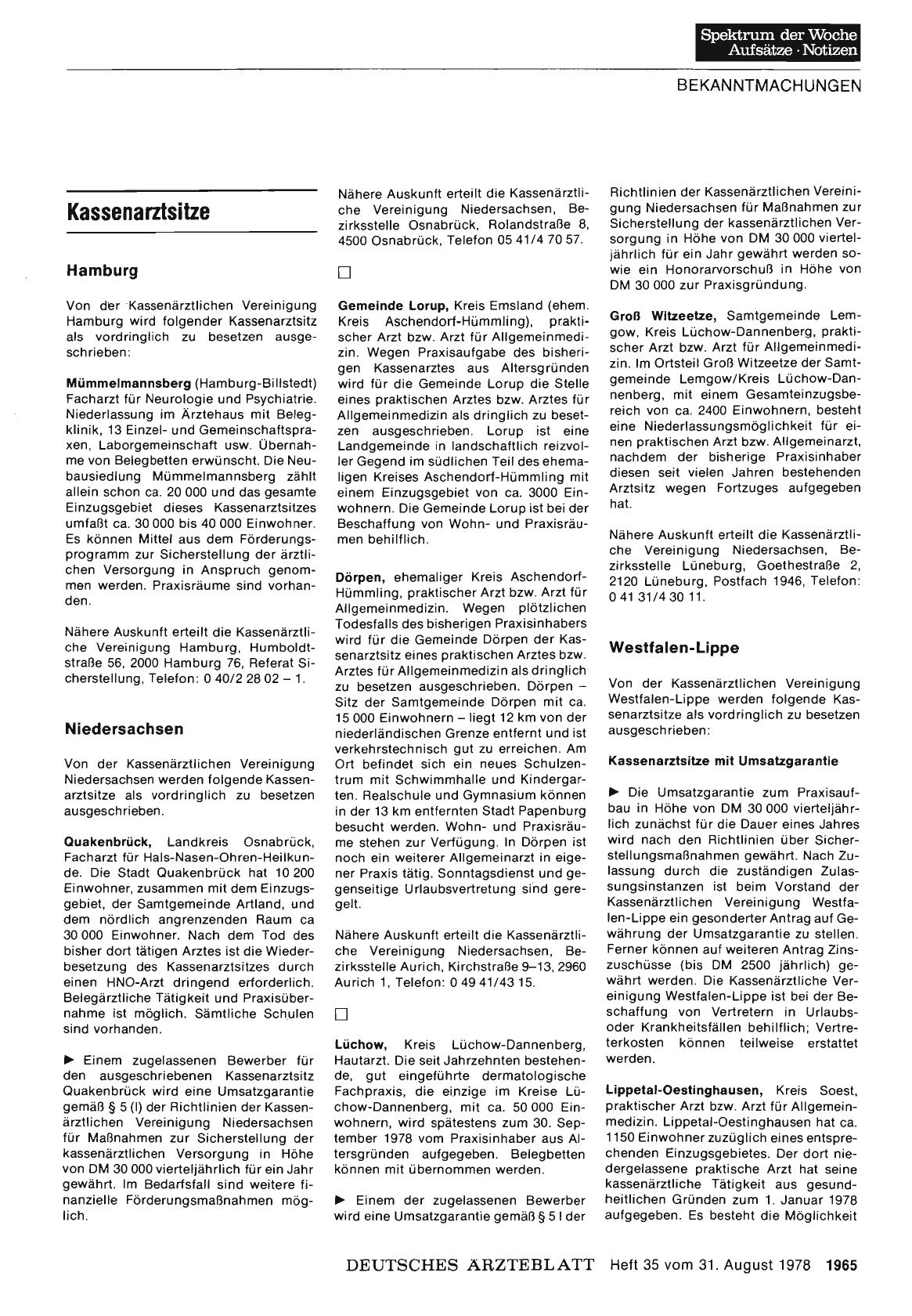 Vorschauseite 1: Kassenarztsitze