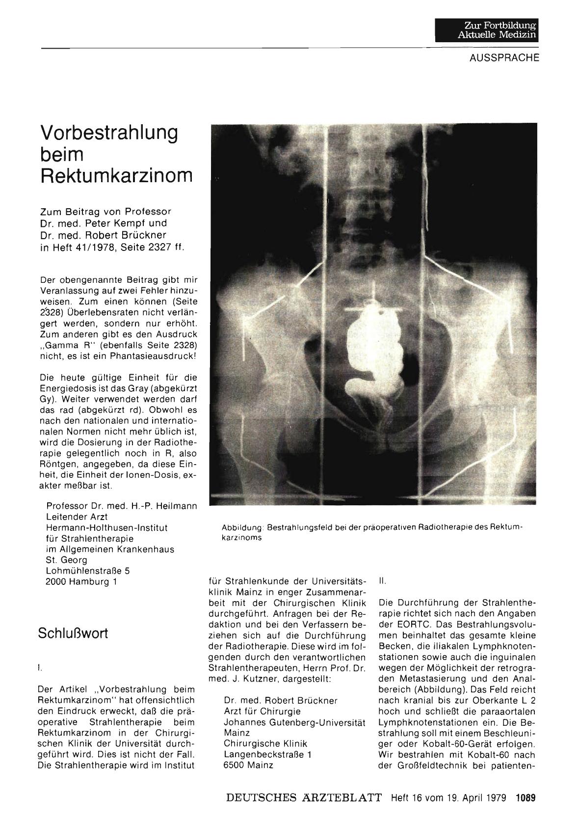 Vorschauseite 1: Vorbestrahlung beim Rektumkarzinom