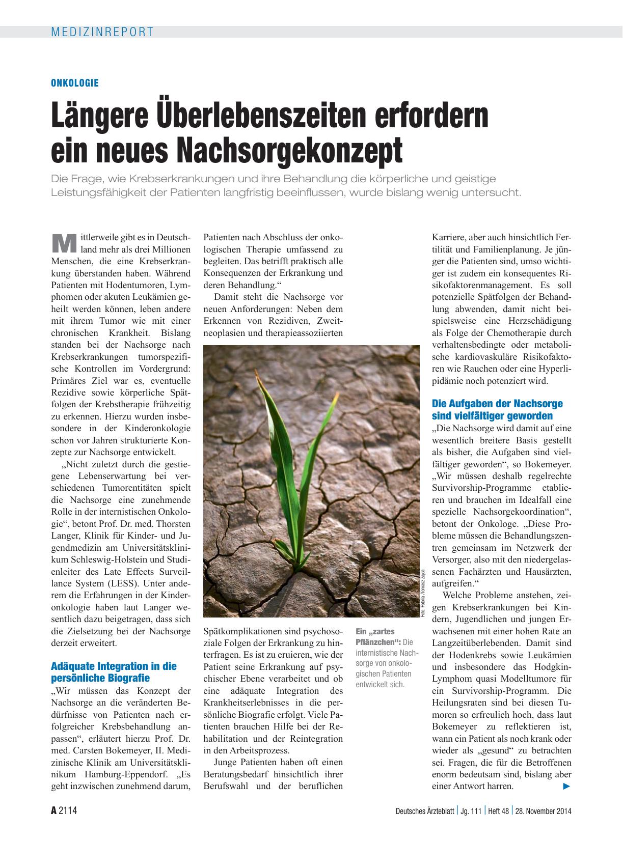 Vorschauseite 1: Onkologie: Längere Überlebenszeiten erfordern ein neues Nachsorgekonzept