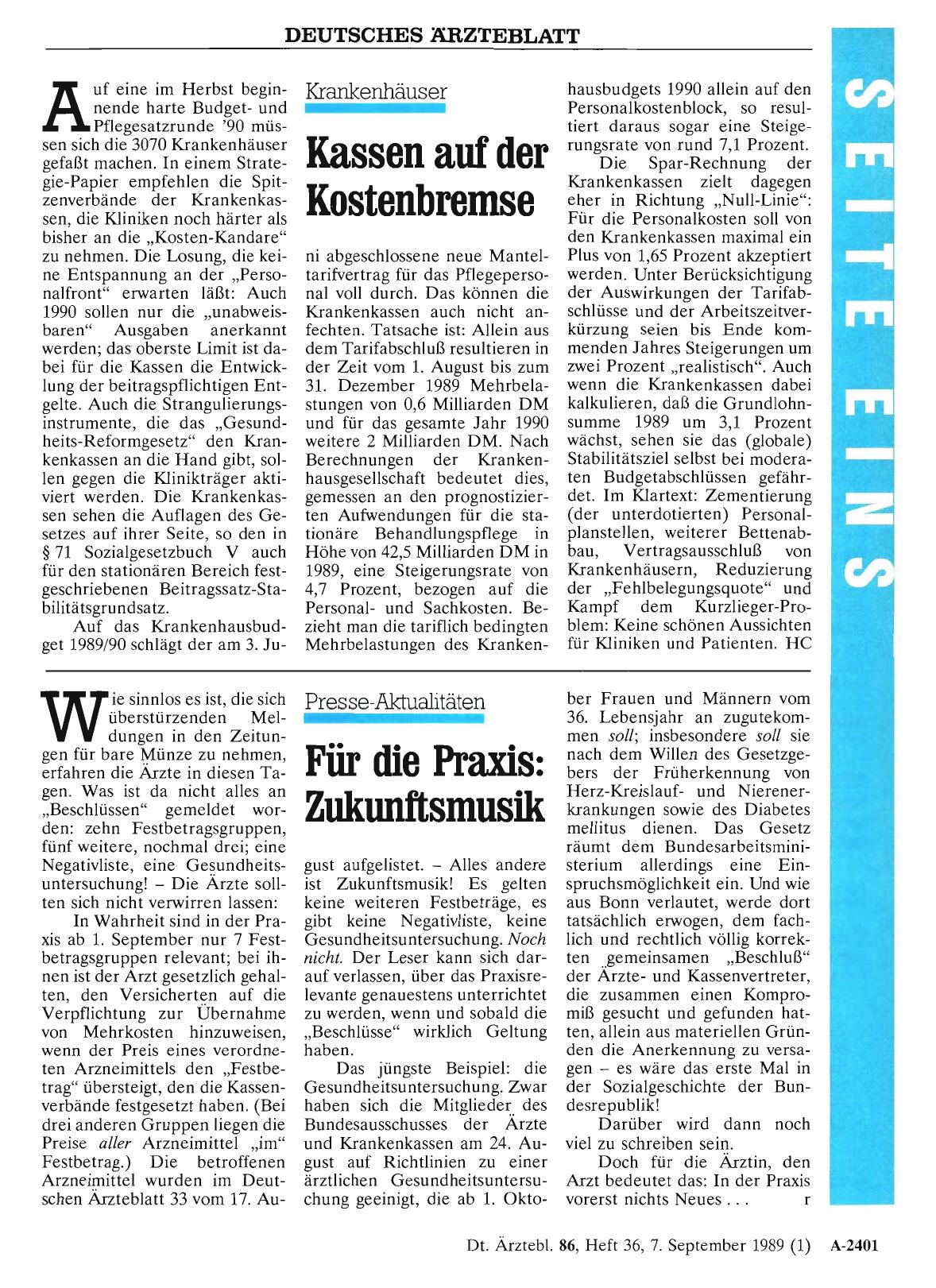 Vorschauseite 1: Krankenhäuser: Kassen auf der Kostenbremse