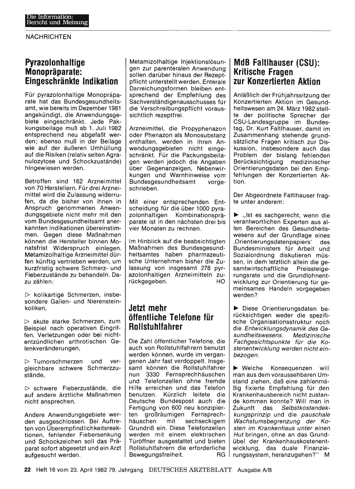 Vorschauseite 1: Pyrazolonhaltige Monopräparate: Eingeschränkte Indikation