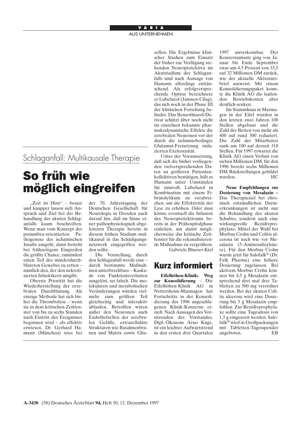 Vorschauseite 1: Kurz informiert
