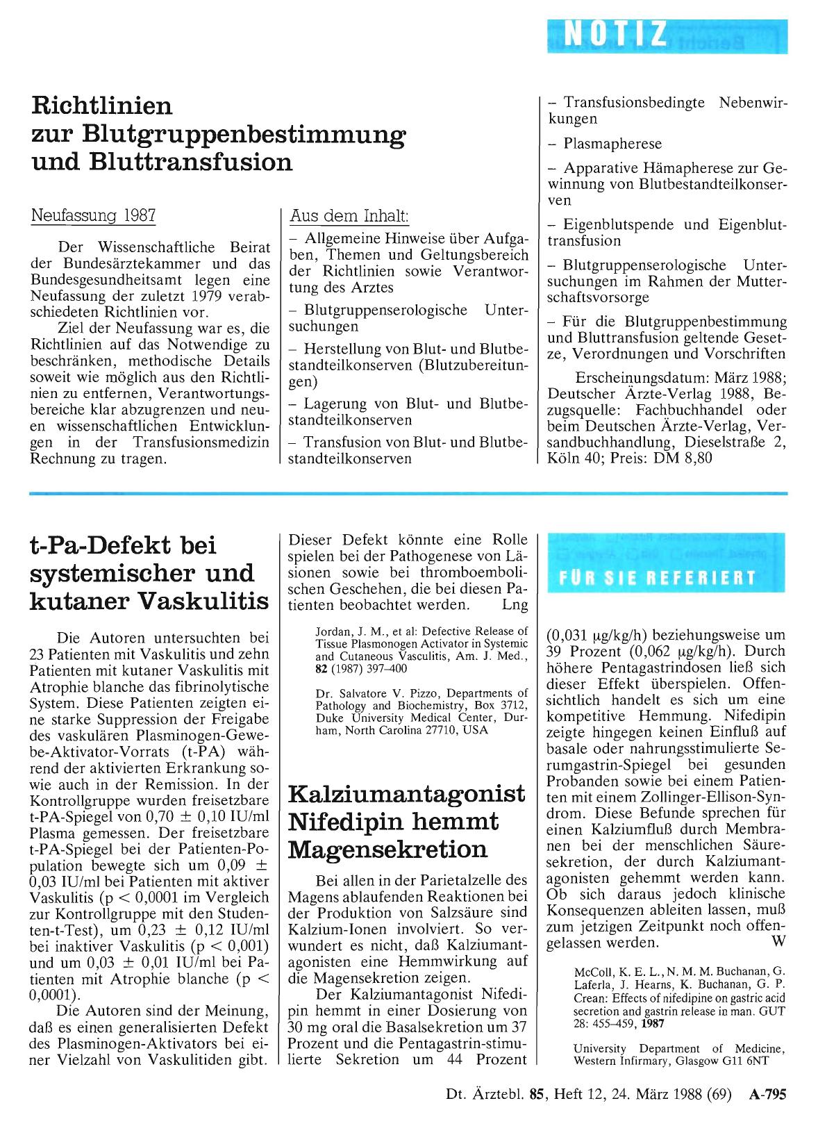 Vorschauseite 1: t-Pa-Defekt bei systemischer und kutaner Vaskulitis