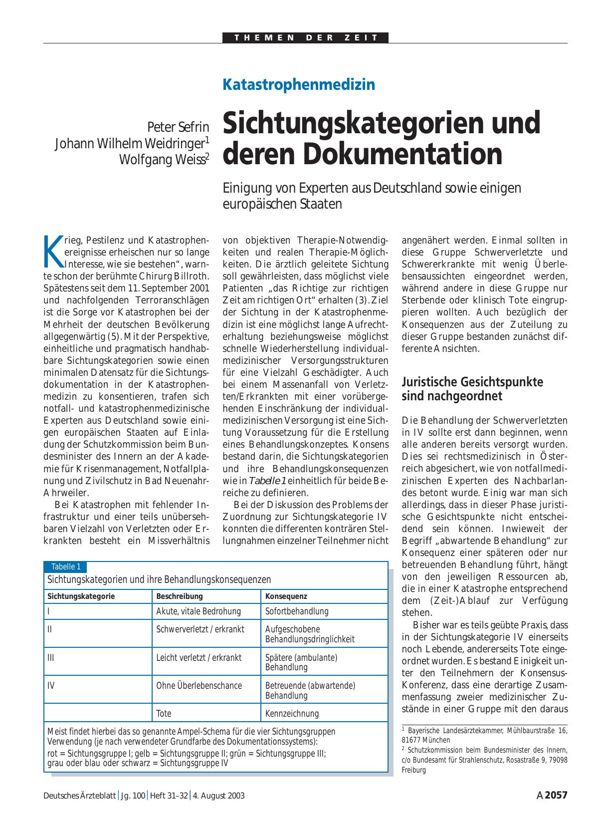 Vorschauseite 1: Katastrophenmedizin: Sichtungskategorien und deren Dokumentation