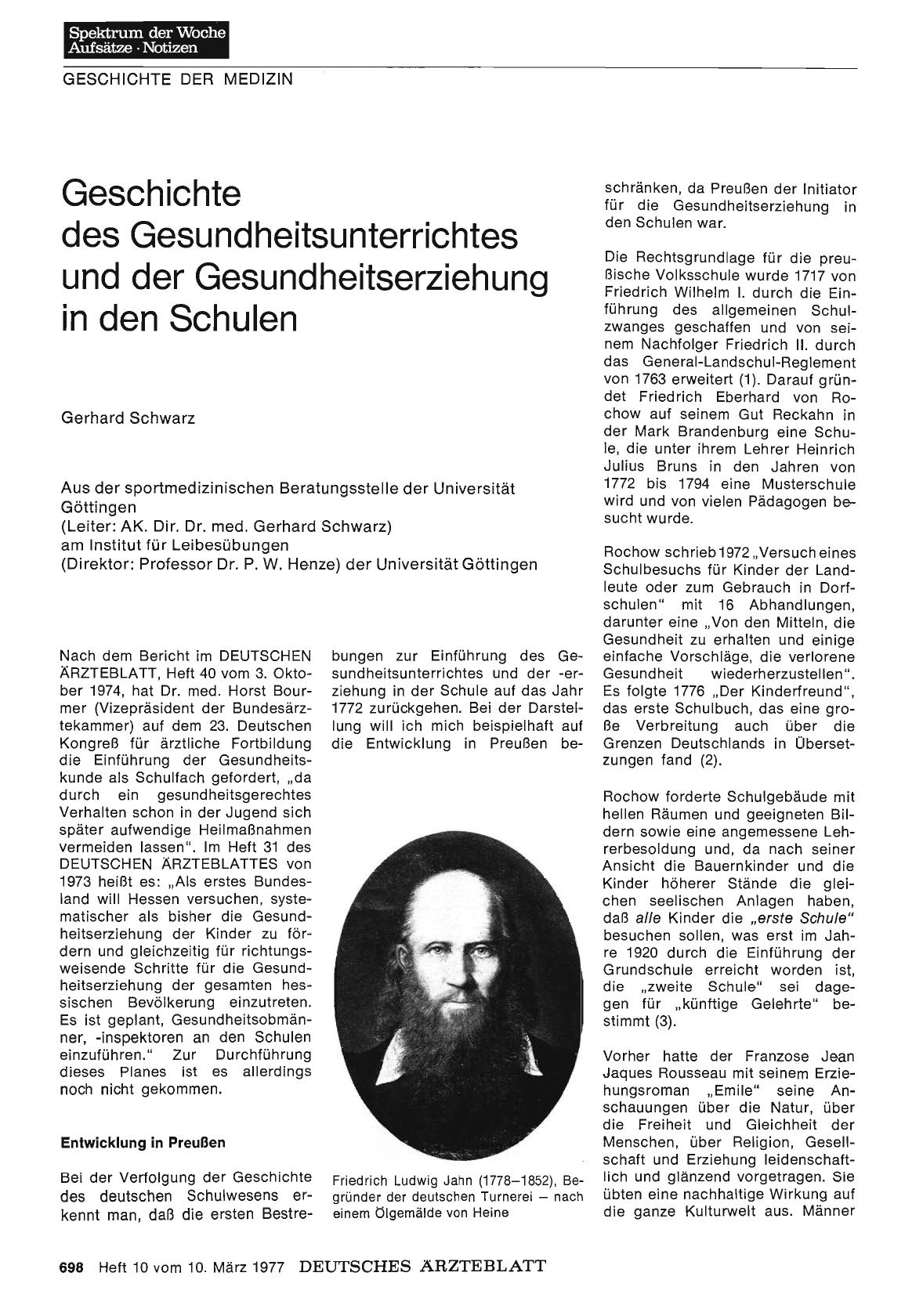 Vorschauseite 1: Geschichte des Gesundheitsunterrichtes und der Gesundheitserziehung in den Schulen