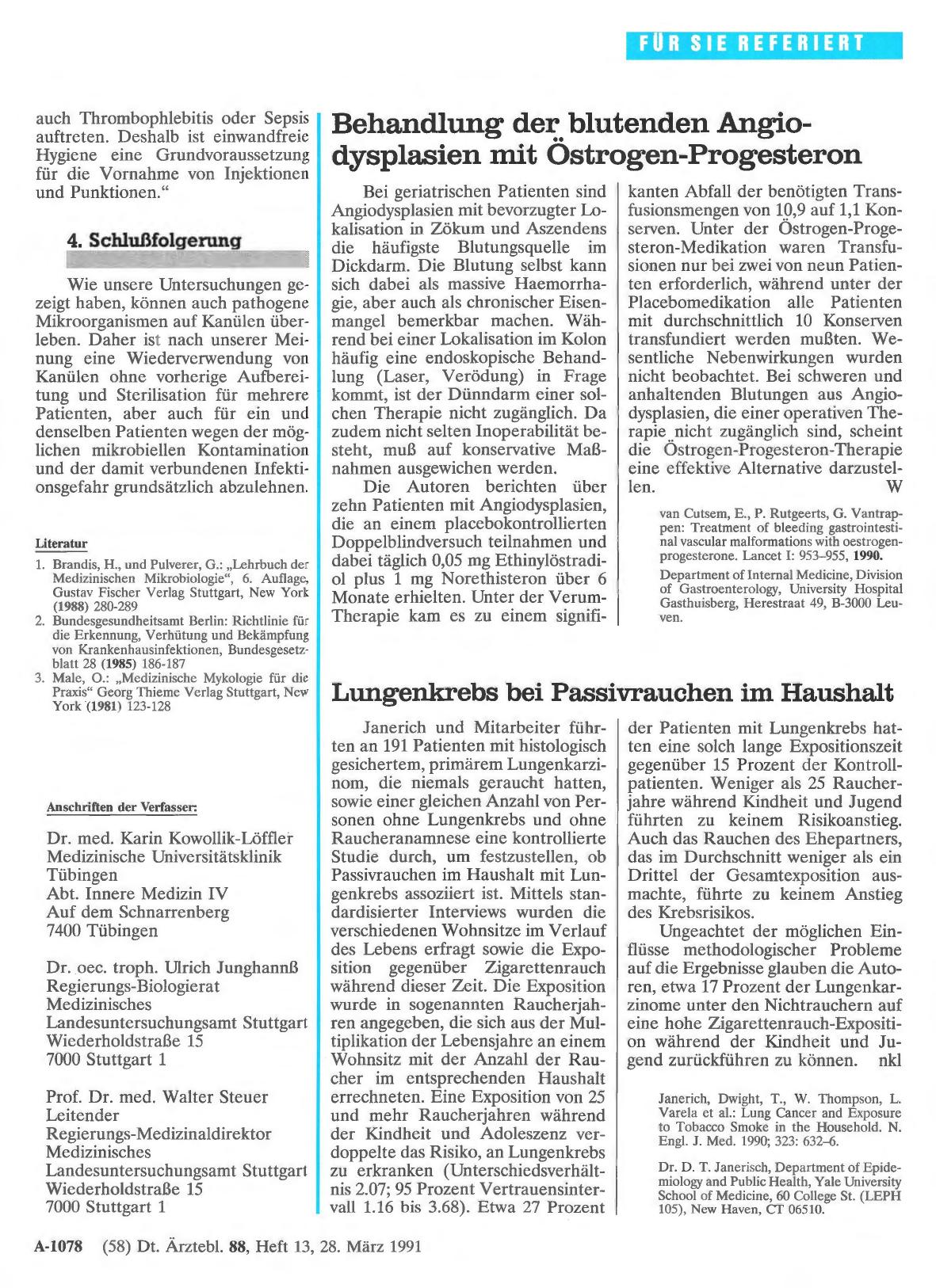 Vorschauseite 1: Lungenkrebs bei Passivrauchen im Haushalt