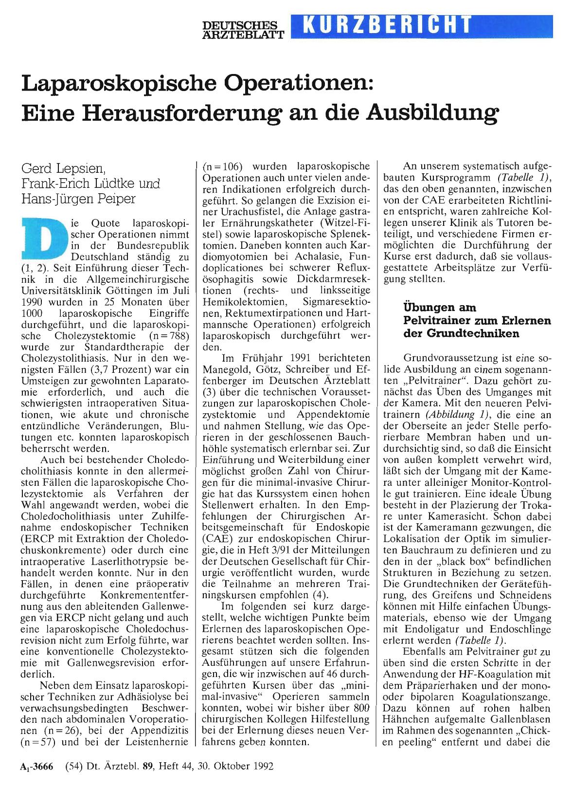 Vorschauseite 1: Laparoskopische Operationen: Eine Herausforderung an die Ausbildung