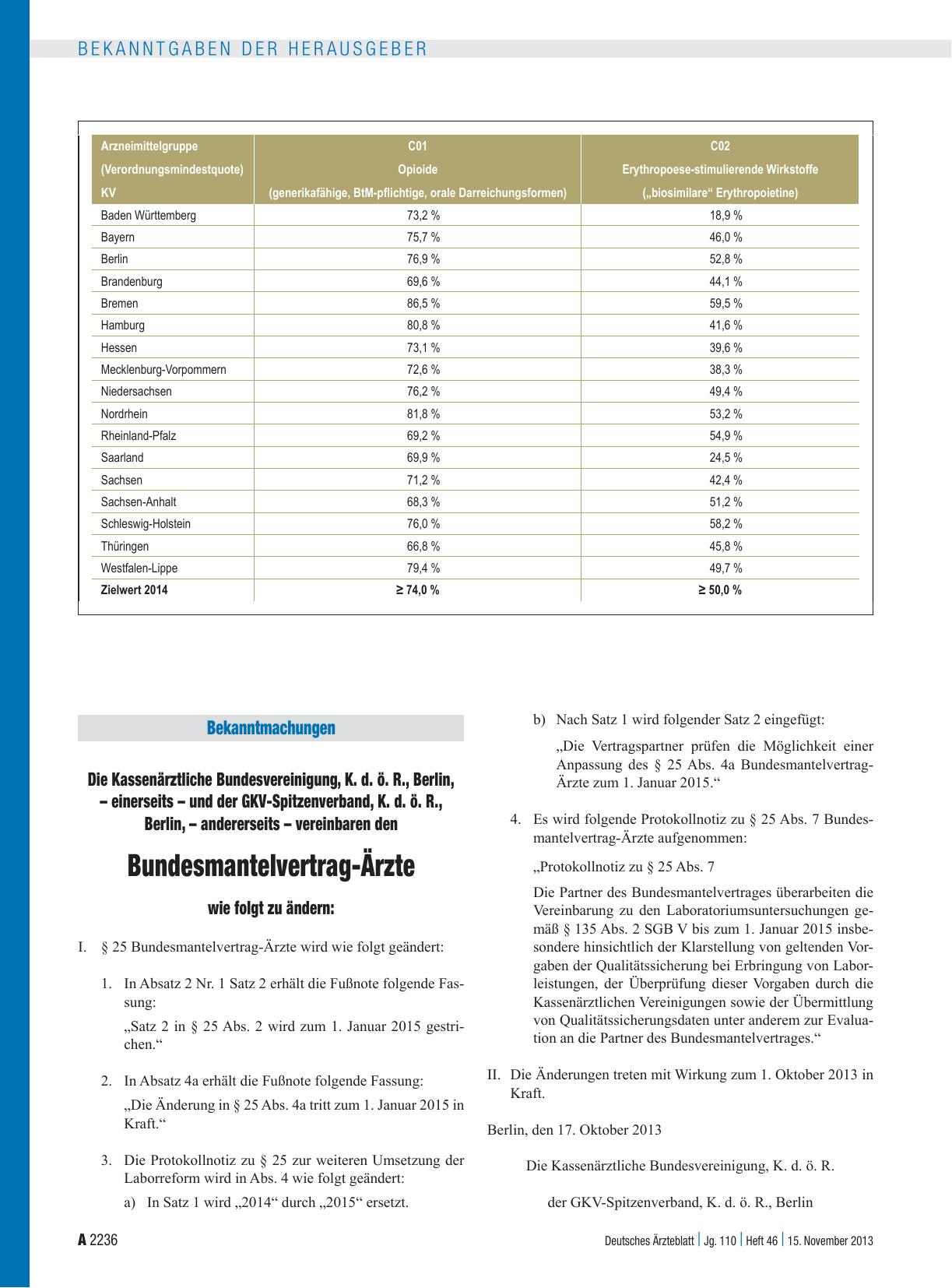 Vorschauseite 1: Die Kassenärztliche Bundesvereinigung, K. d. ö. R. , Berlin, – einerseits – und der GKV-Spitzenverband, K. d. ö. R. , Berlin, – andererseits – vereinbaren den Bundesmantelvertrag-…