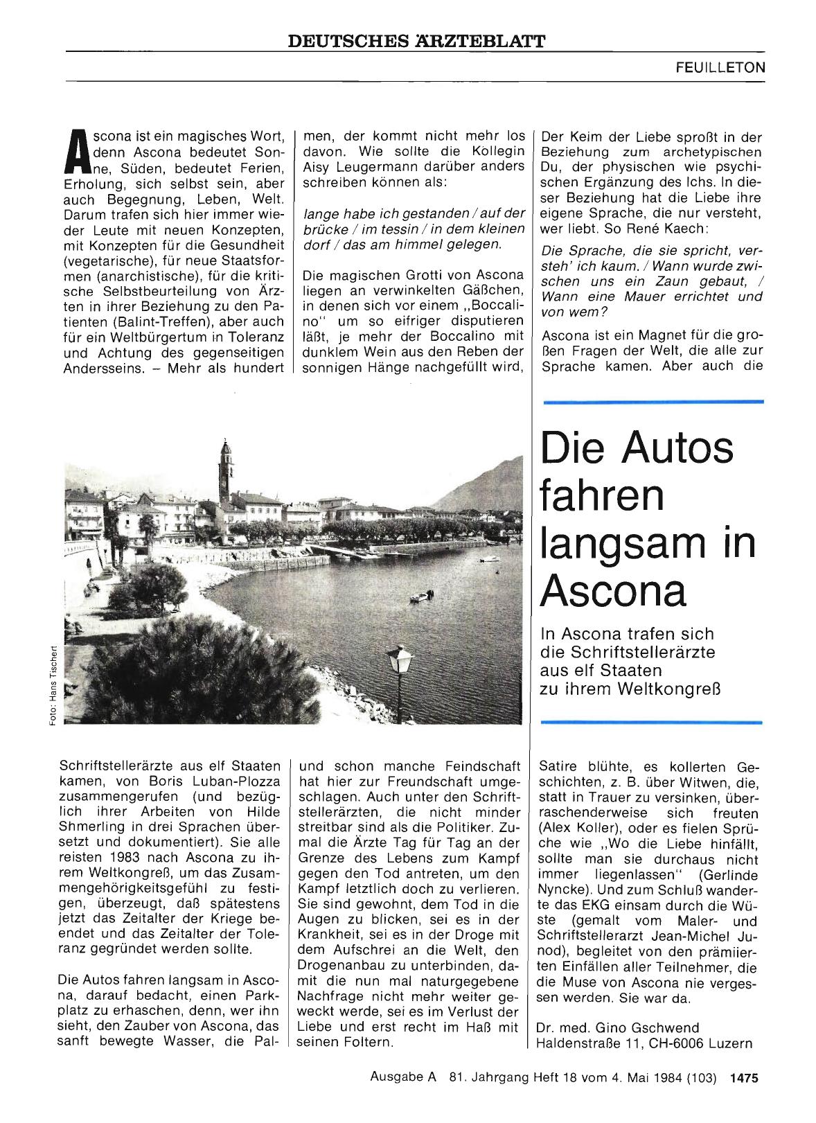 Vorschauseite 1: Die Autos fahren langsam in Ascona
