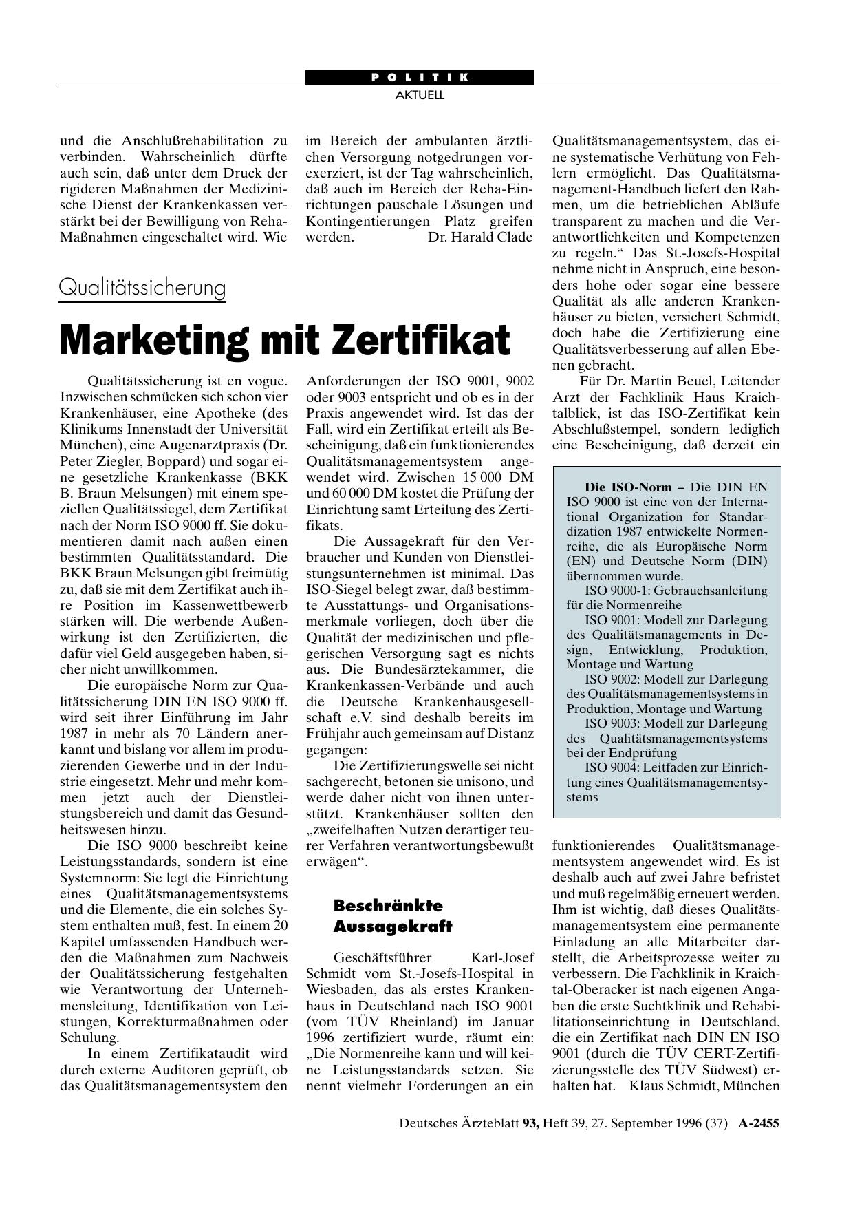 Vorschauseite 1: Qualitätssicherung: Marketing mit Zertifikat