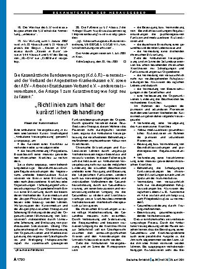 Vorschauseite 1: „Richtlinien zum Inhalt der kurärztlichen Behandlung