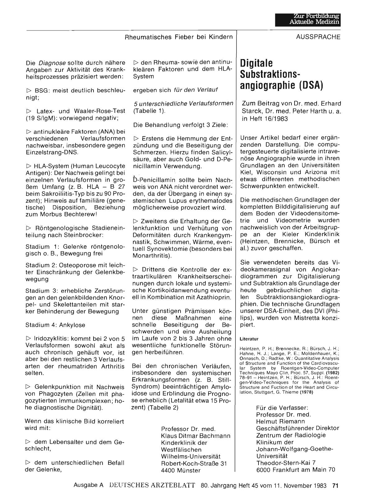 Vorschauseite 1: Digitale Substraktionsangiographie (DSA): Stellungnahme