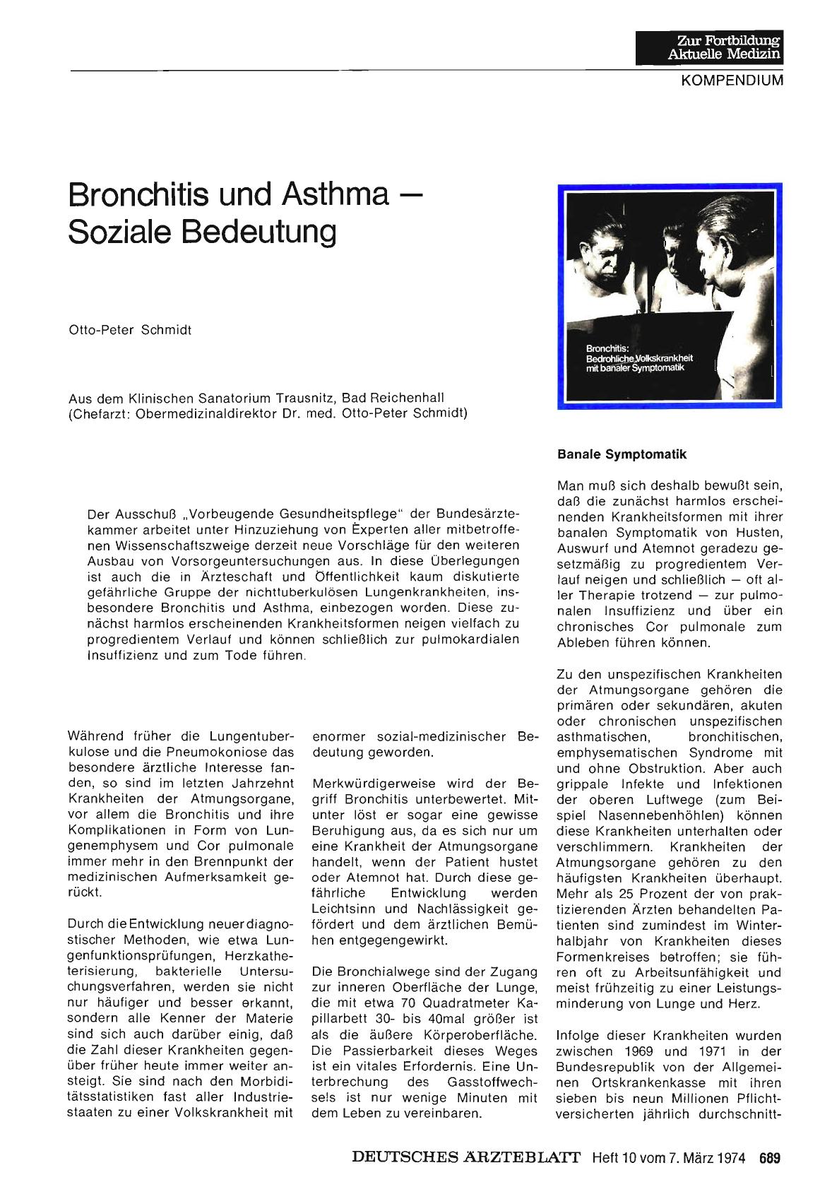 Vorschauseite 1: Bronchitis und Asthma — Soziale Bedeutung