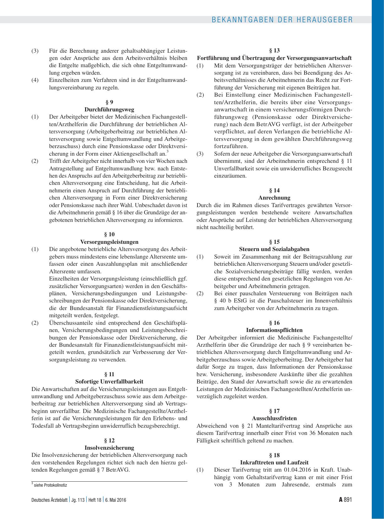 Vorschauseite 3: Tarifvertrag zur betrieblichen Altersversorgung und Entgeltumwandlung