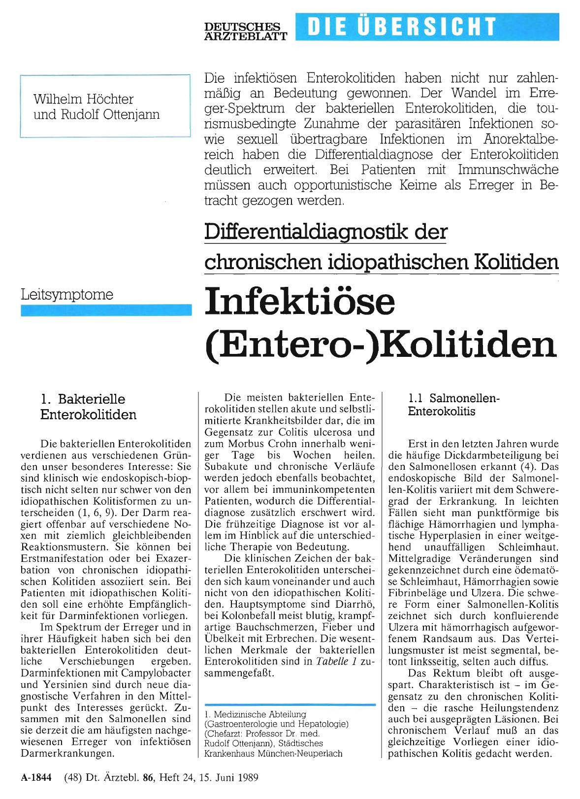 Vorschauseite 1: Differentialdiagnostik der chronischen idiopathischen Kolitiden: Infektiöse (Entero-)Kolitiden