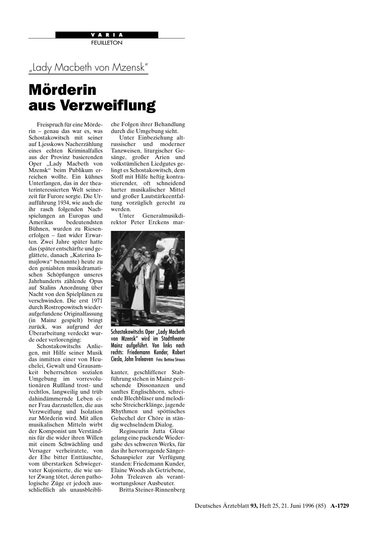 Vorschauseite 1: „Lady Macbeth von Mzensk„: Mörderin aus Verzweiflung