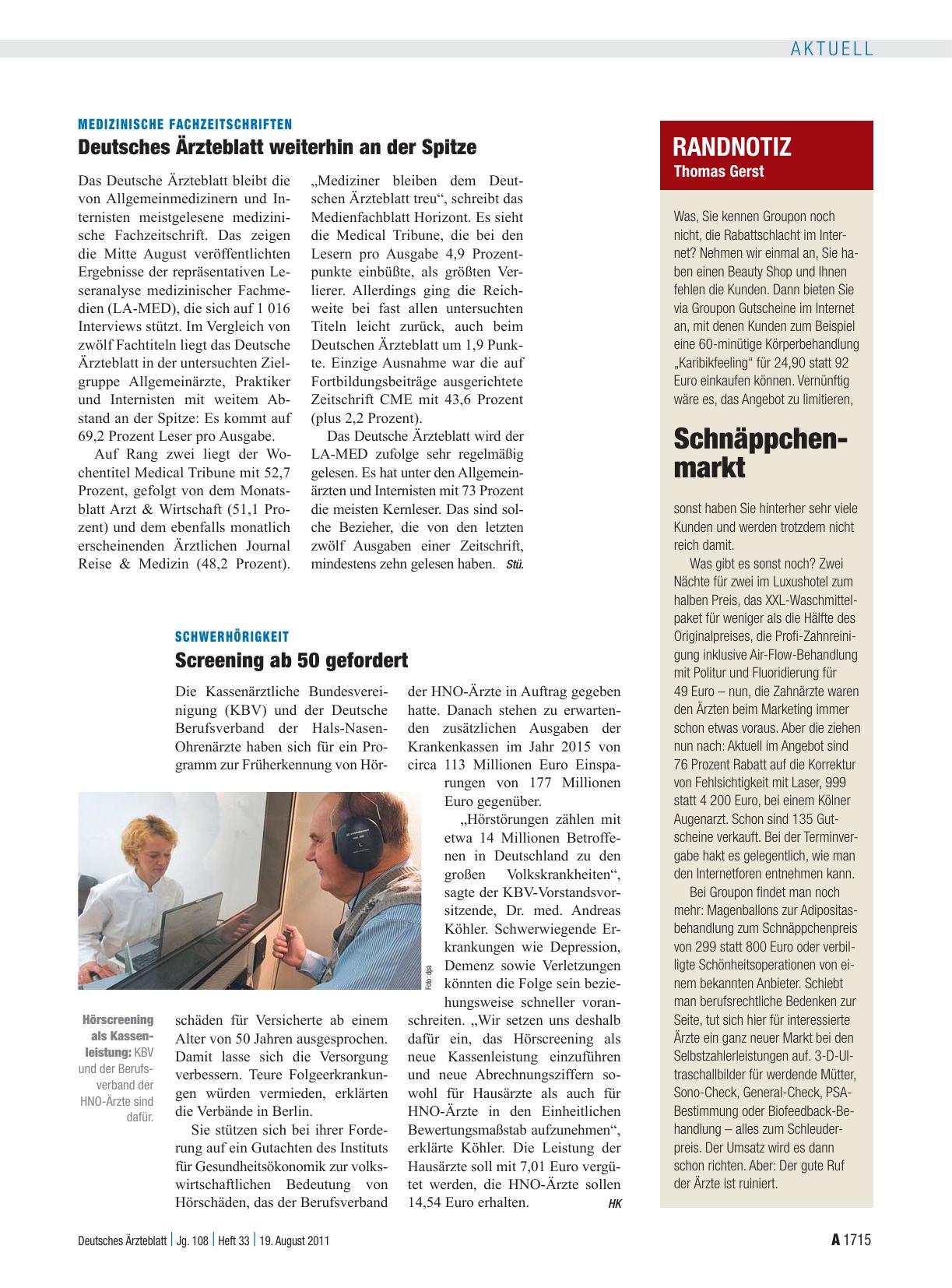 Vorschauseite 1: Randnotiz: Schnäppchen-markt