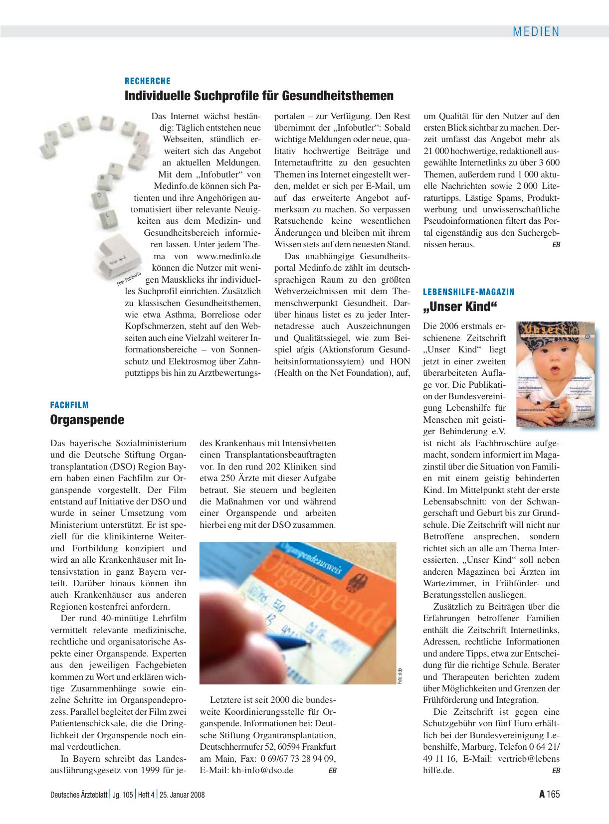 Vorschauseite 1: Fachfilm: Organspende