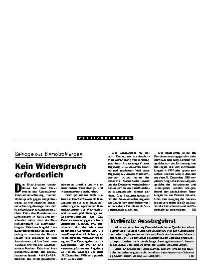 Vorschauseite 1: Beiträge aus Einmalzahlungen: Kein Widerspruch erforderlich