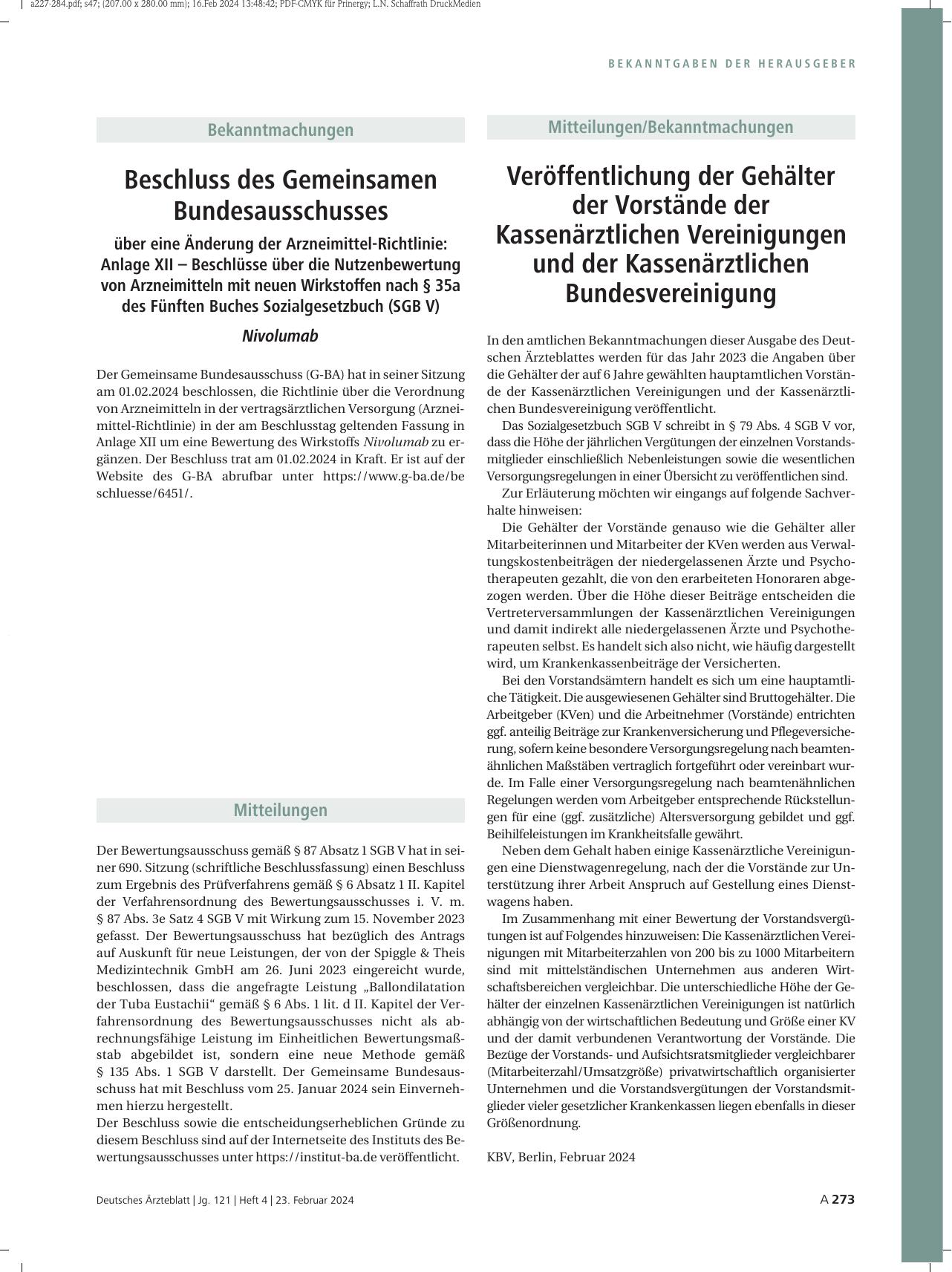 Vorschauseite 1: Mitteilungen