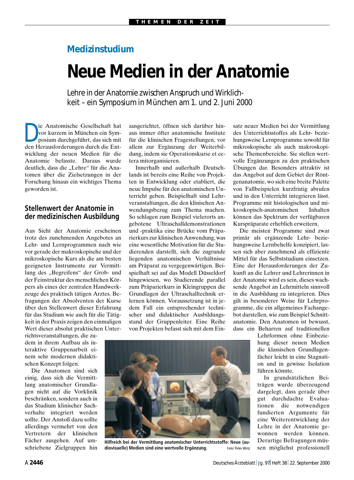 Vorschauseite 1: Medizinstudium: Neue Medien in der Anatomie