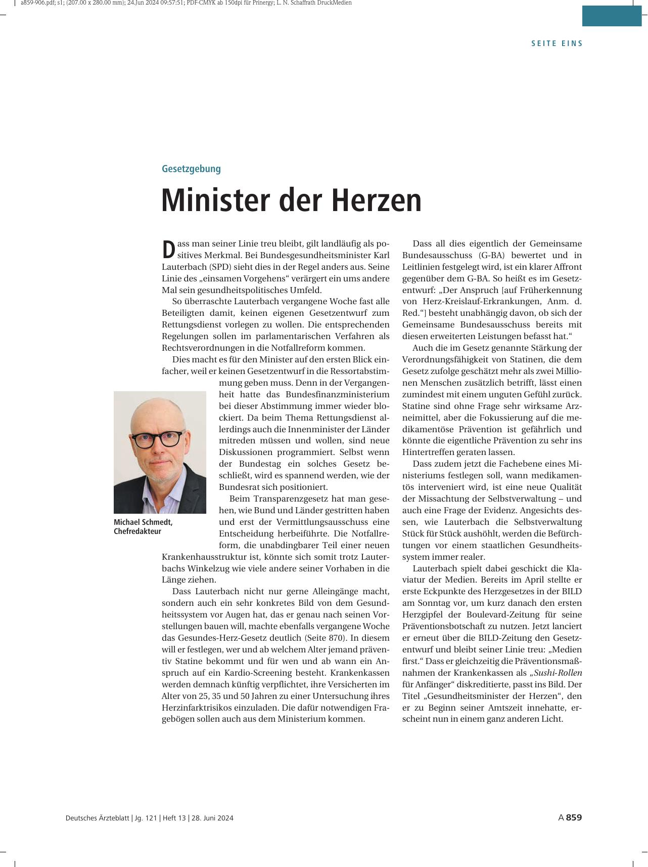 Vorschauseite 1: Gesetzgebung: Minister der Herzen