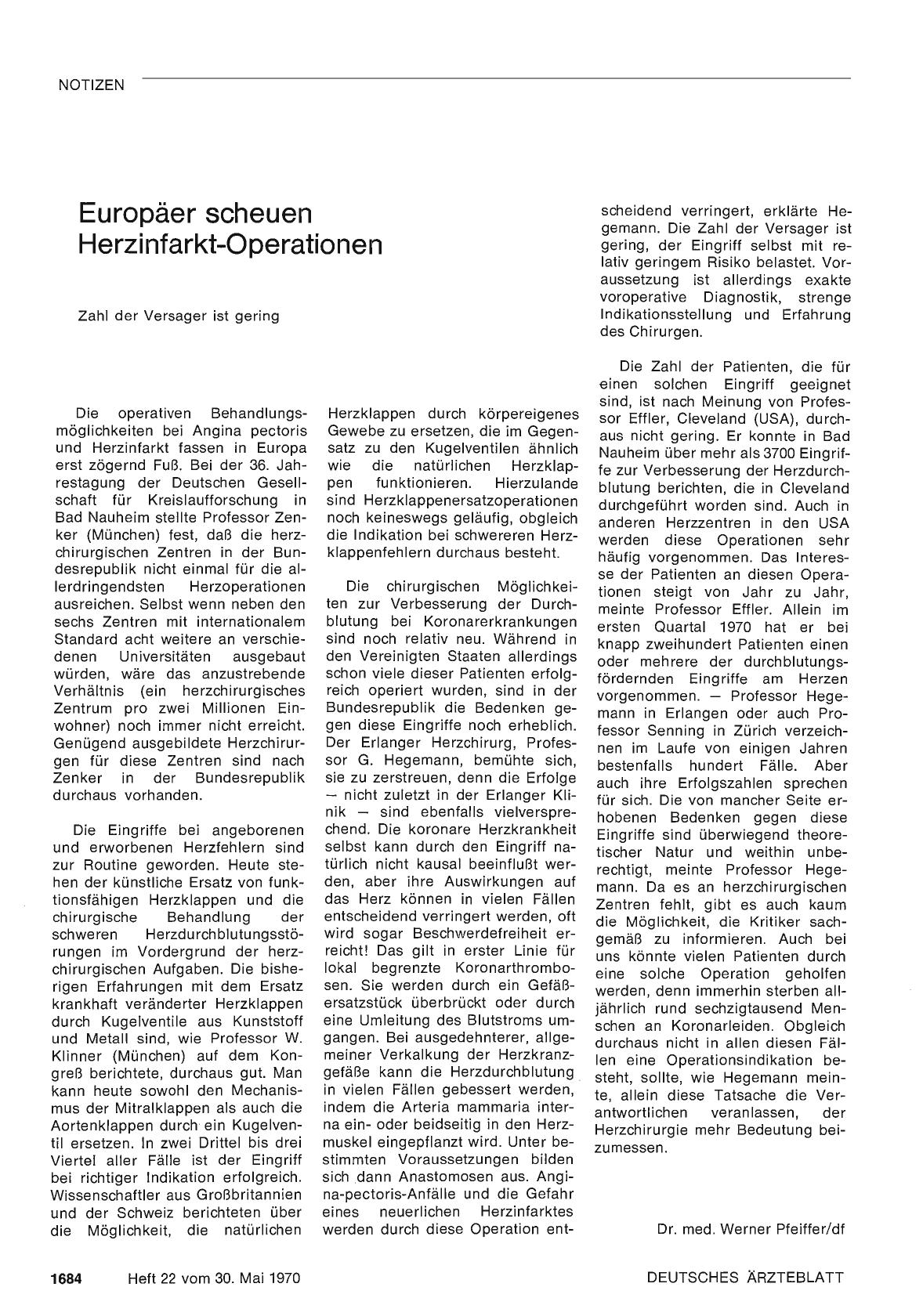 Vorschauseite 1: Europäer scheuen Herzinfarkt-Operationen