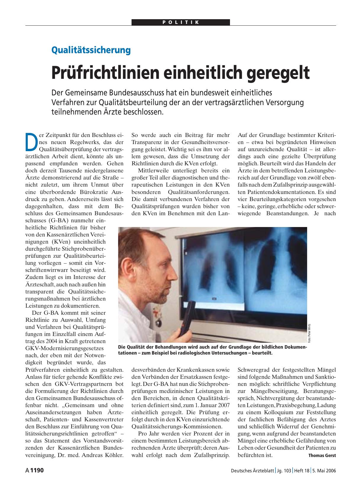 Vorschauseite 1: Qualitätssicherung: Prüfrichtlinien einheitlich geregelt