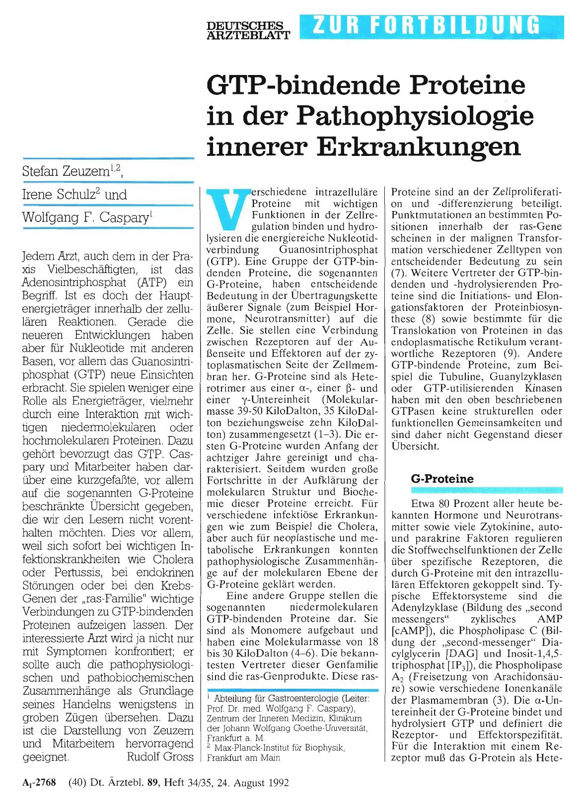 Vorschauseite 1: GTP-bindende Proteine in der Pathophysiologie innerer Erkrankungen