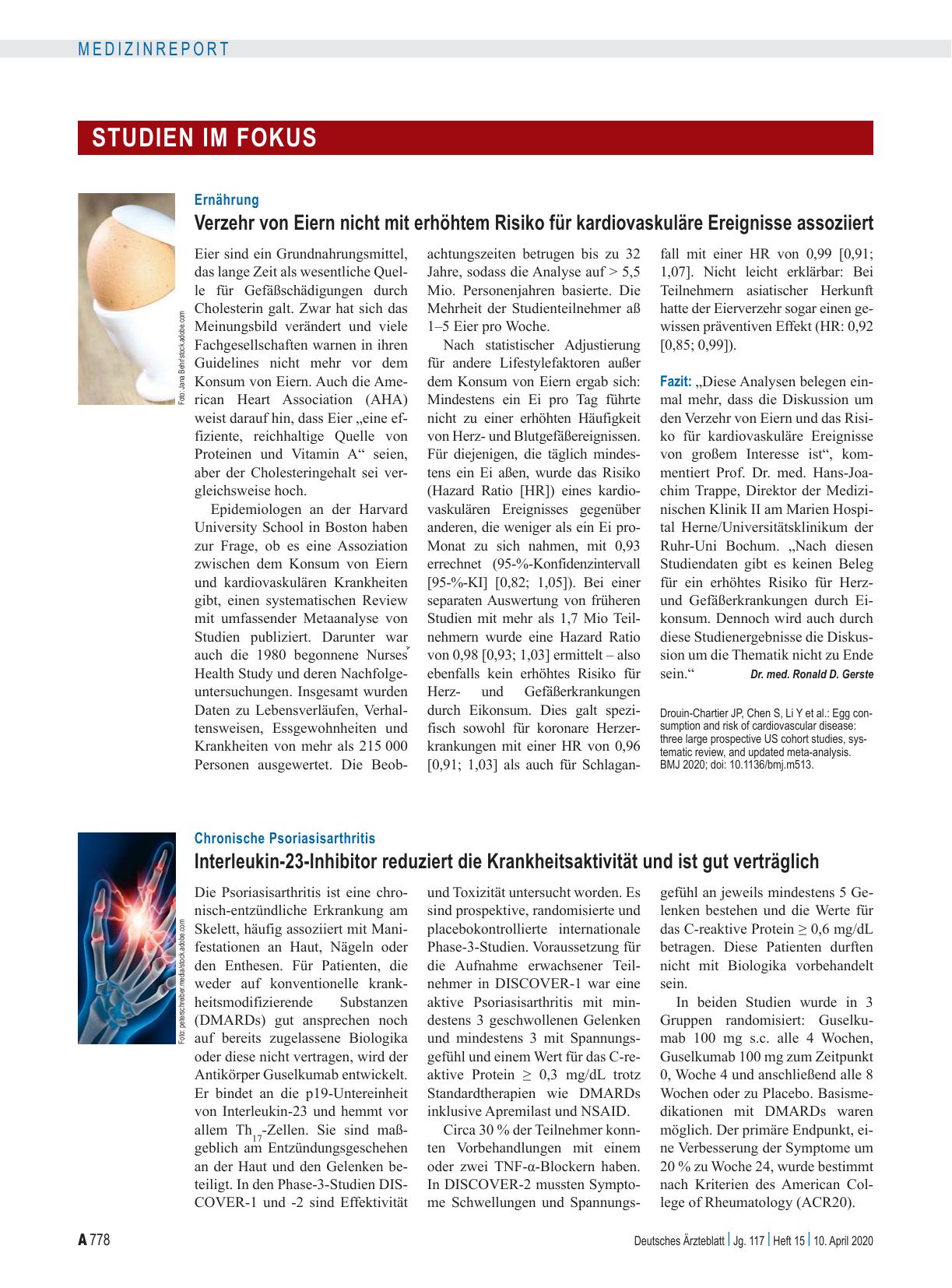 Vorschauseite 1: Chronische Psoriasisarthritis: Interleukin-23-Inhibitor reduziert die Krankheitsaktivität und ist gut verträglich